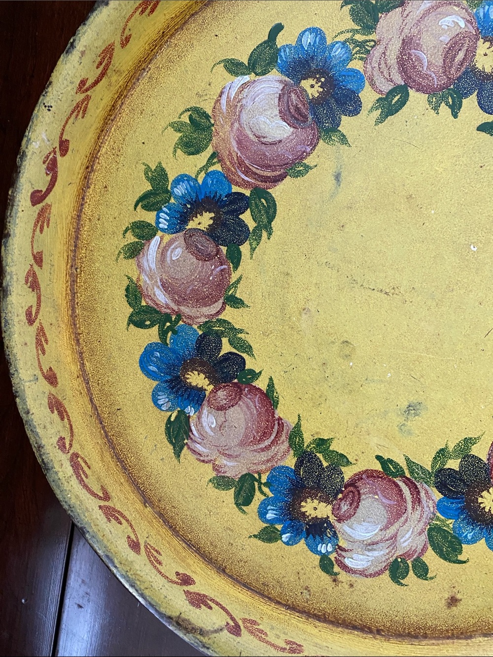💐Vintage Hand-Painted Yellow Floral Decorative Tray - Picture 6 of 10